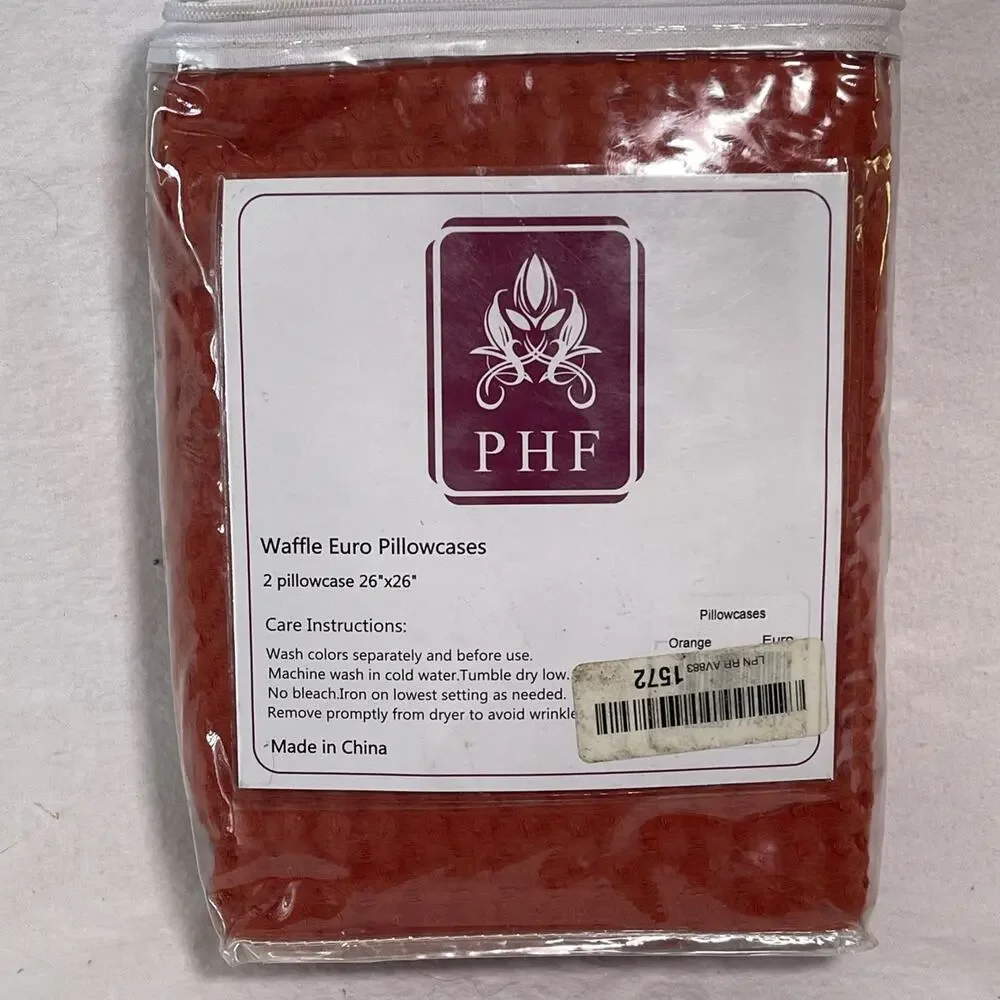 NEW ~ PHF 100% Cotton Waffle Weave Euro Sham ~ 2 pk ~ Burnt Orange Sz: 26